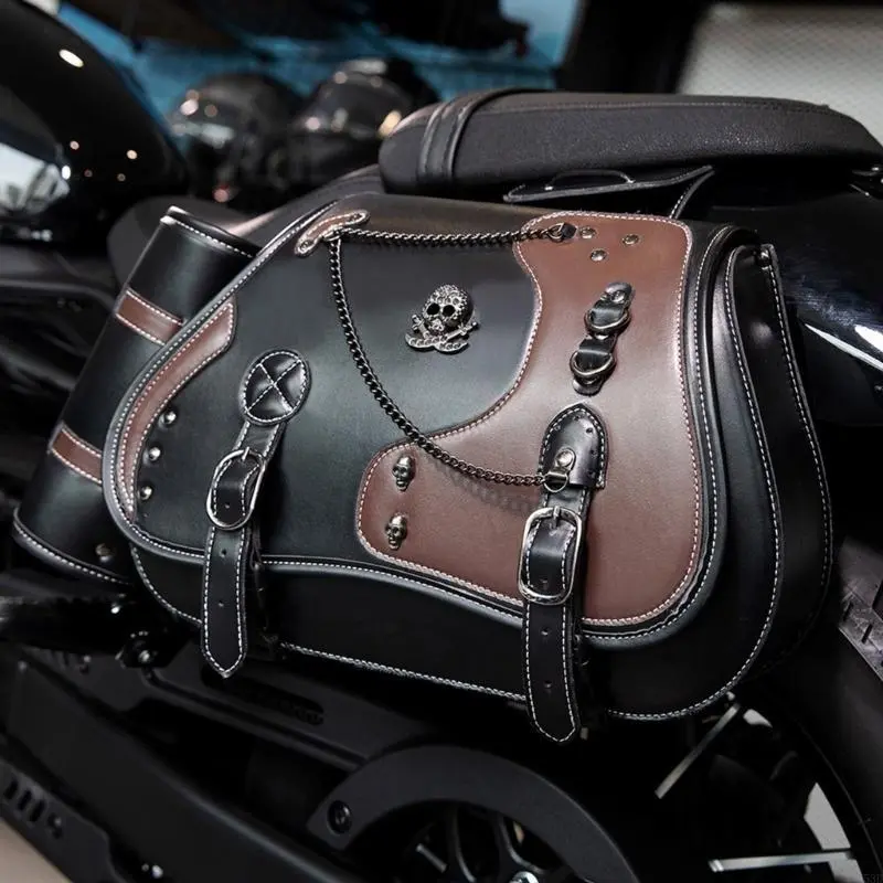 R53D Motorcycle Tool Bag PU Side Bag Retro Punk Saddlebag Saddlebag