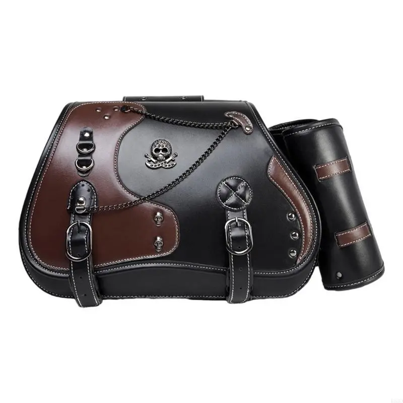 R53D Motorcycle Tool Bag PU Side Bag Retro Punk Saddlebag Saddlebag