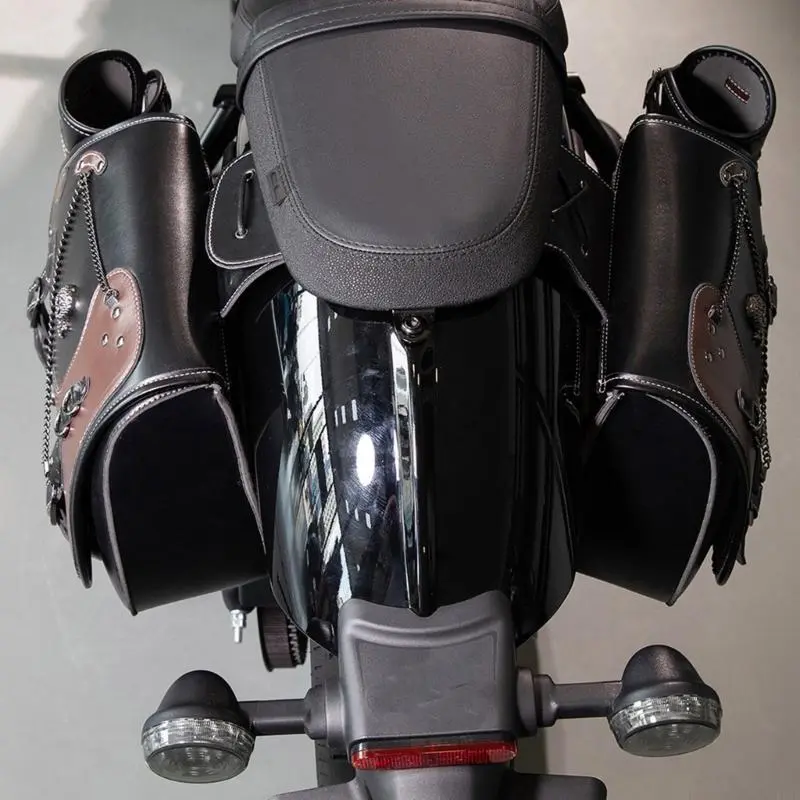 R53D Motorcycle Tool Bag PU Side Bag Retro Punk Saddlebag Saddlebag