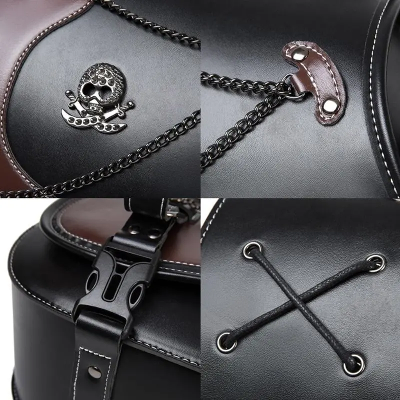 R53D Motorcycle Tool Bag PU Side Bag Retro Punk Saddlebag Saddlebag