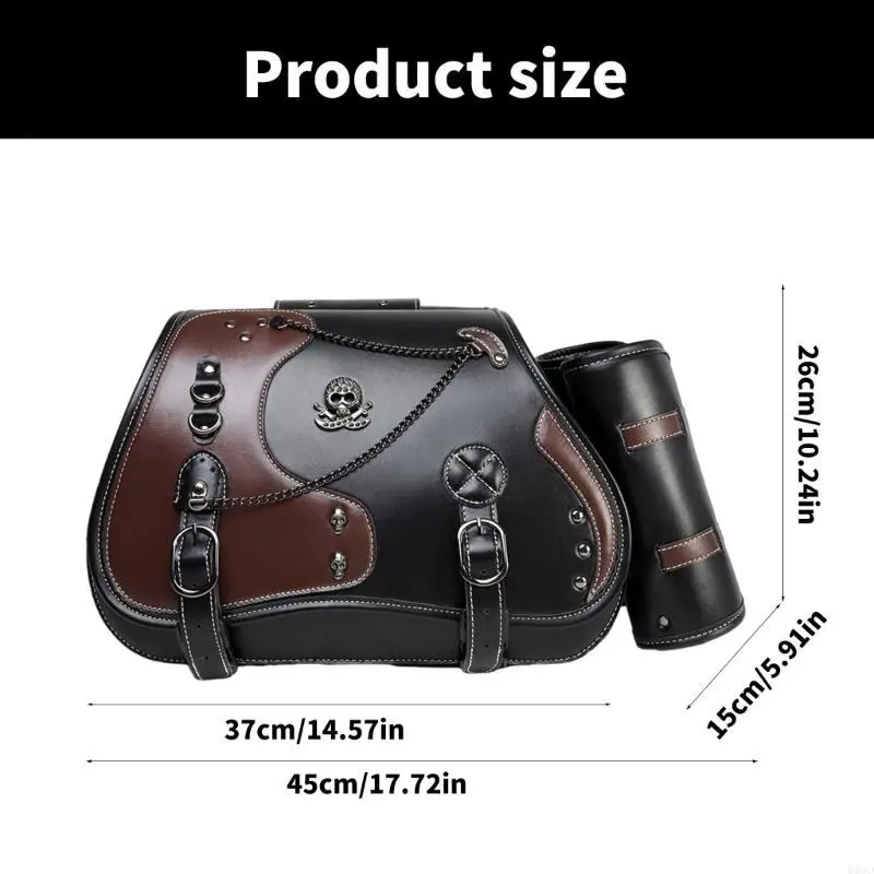 R53D Motorcycle Tool Bag PU Side Bag Retro Punk Saddlebag Saddlebag