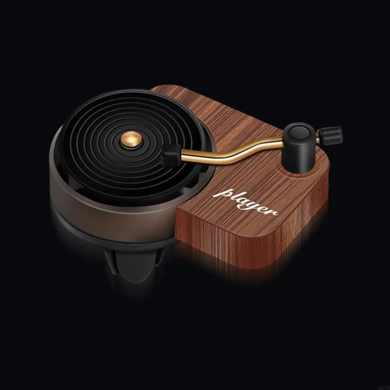 R53D Retro Record Player Phonograph Rotating Air Freshener Panel Auto Diffuser Fragrance Aroma