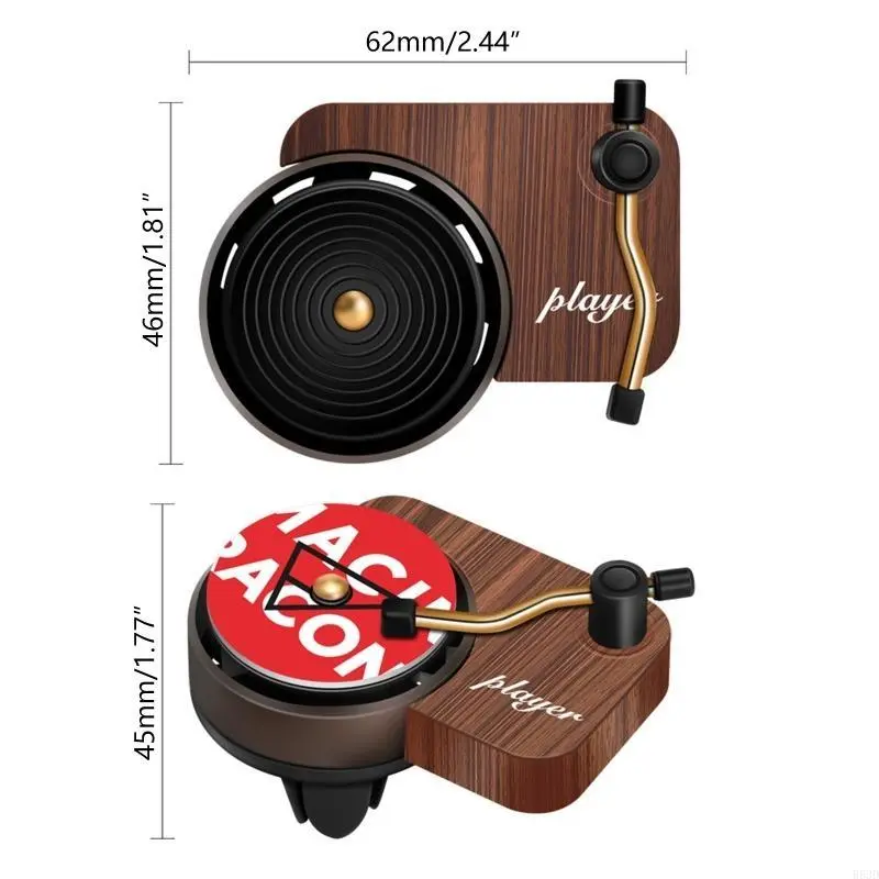 R53D Retro Record Player Phonograph Rotating Air Freshener Panel Auto Diffuser Fragrance Aroma