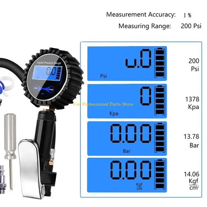 R53D Digital Tire Pressure Gauges Professional Accuracy 200PSI Car Truck Air Tires Inflator Digital Pressure Gauges