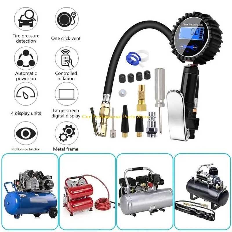 R53D Digital Tire Pressure Gauges Professional Accuracy 200PSI Car Truck Air Tires Inflator Digital Pressure Gauges