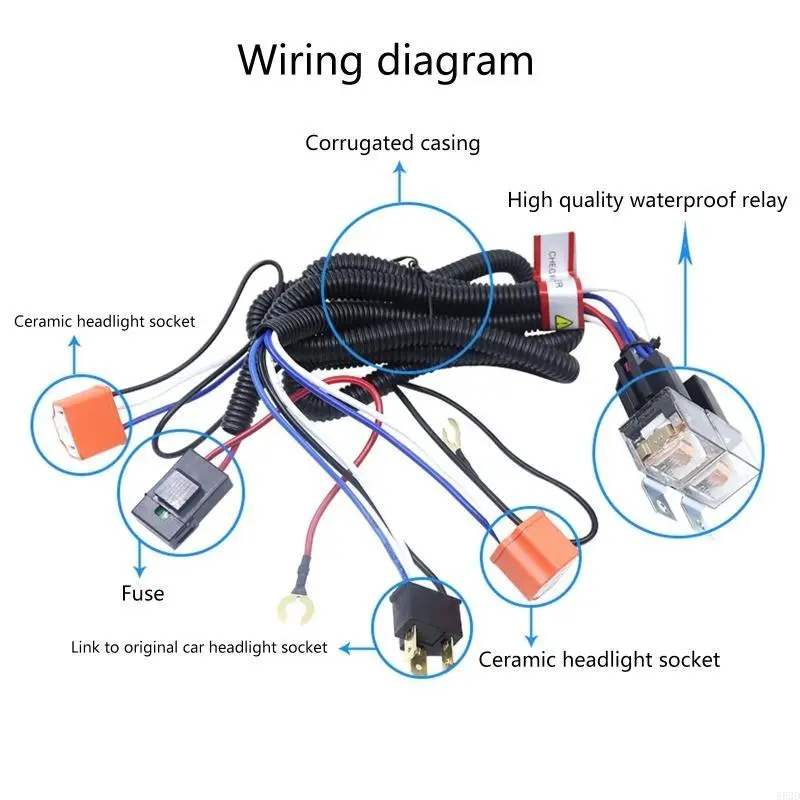 R53D 2 Headlight H4 Headlamp Light Bulb Ceramic Socket Plugs Wiring Harness
