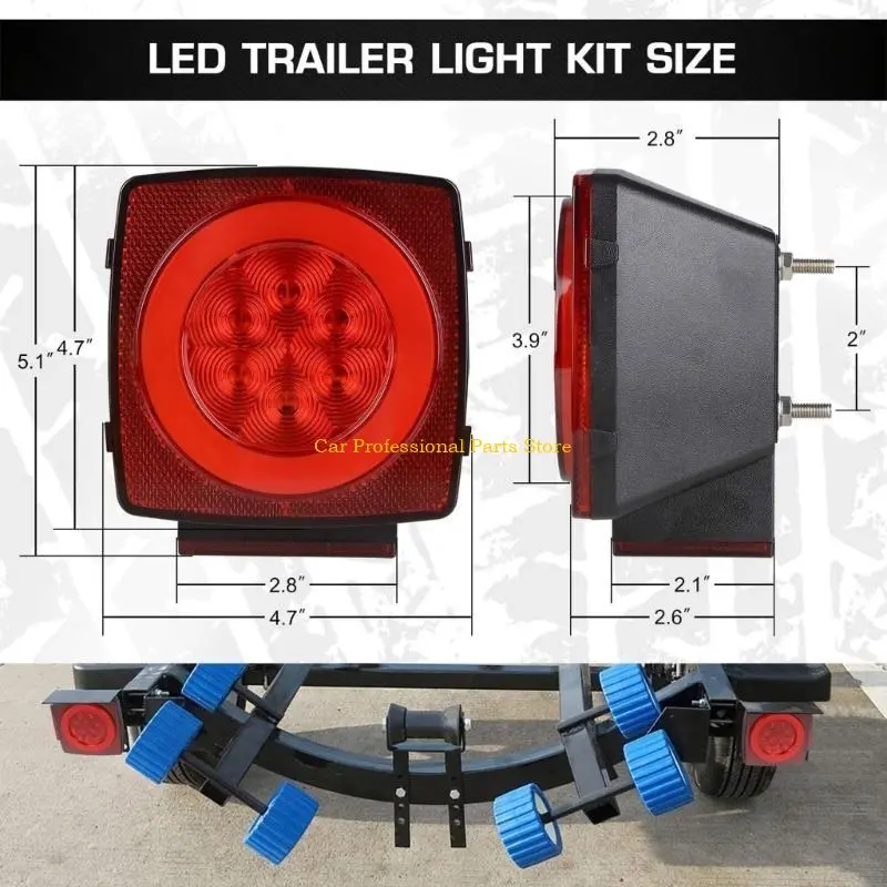 R53D 12V Waterproof Square Led Trailer Light,LED Stop Turn Tail License Brake Running Light Lamp for Trailers Truck