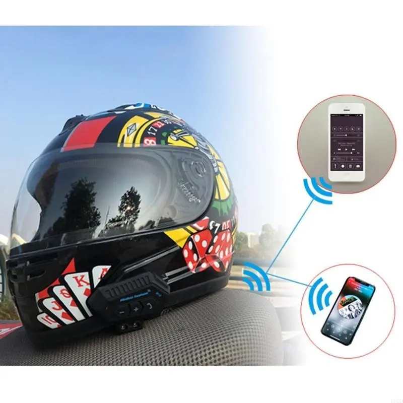 R53D Bluetooth-compatible Intercom Anti-interference Motorcycle Helmet Communication Headphone Universal Wireless Interphone