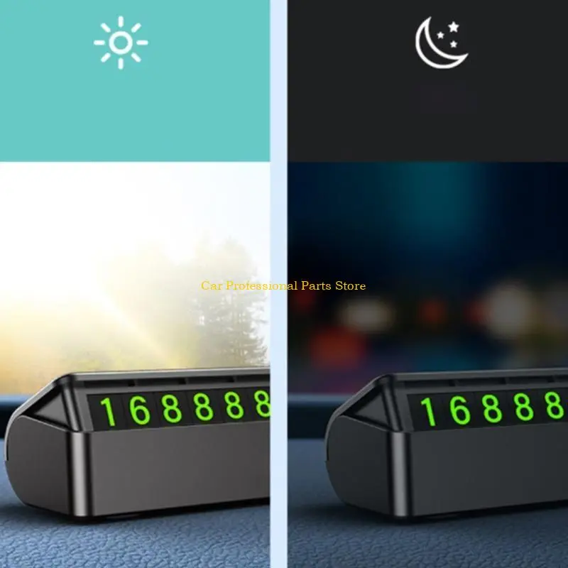R53D Temporary Parking Card Car Decorations Cashboard Self-adhesive Luminous Phone Number Plate for Moving Car
