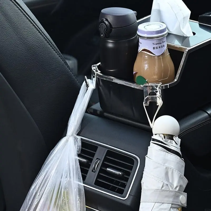 R53D Multifunctional Car Armrest Storage Box Water Cup Holder,Universal Armrest Tissue Holder for Car with Cup Holder