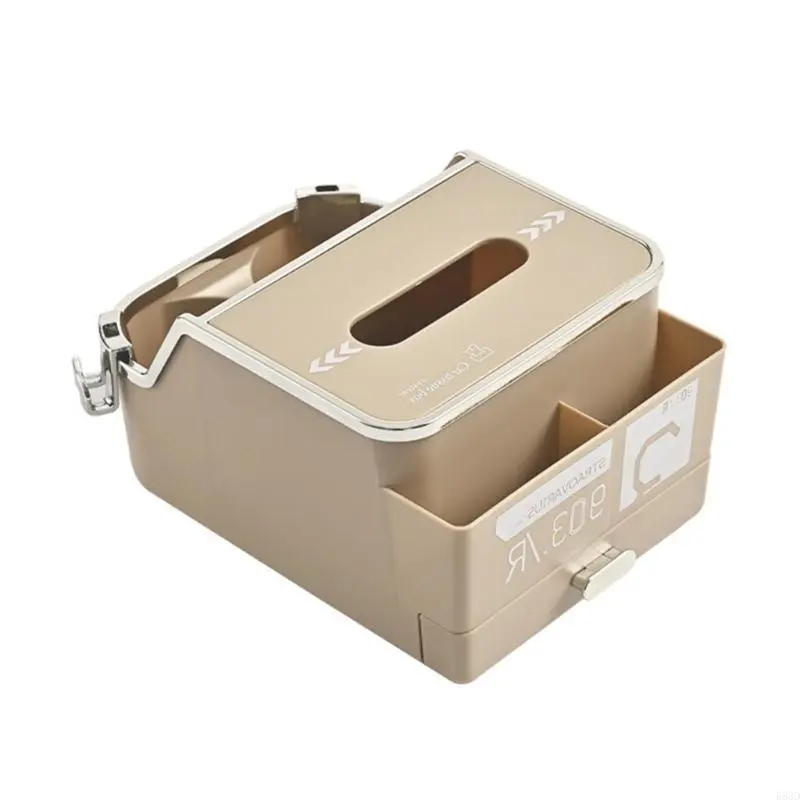 R53D Multifunctional Car Armrest Storage Box Water Cup Holder,Universal Armrest Tissue Holder for Car with Cup Holder