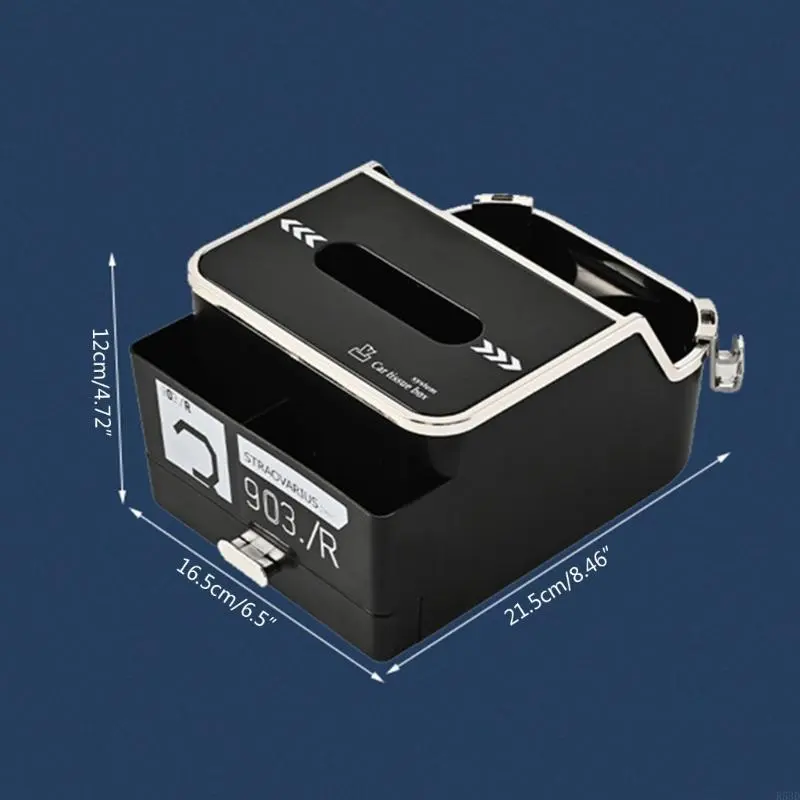 R53D Multifunctional Car Armrest Storage Box Water Cup Holder,Universal Armrest Tissue Holder for Car with Cup Holder