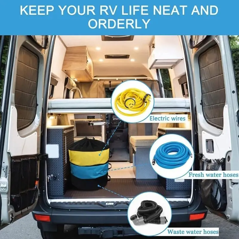 R53D Practical RV Hose Storage Bags with Identification Tags Waterproof Hose Storage