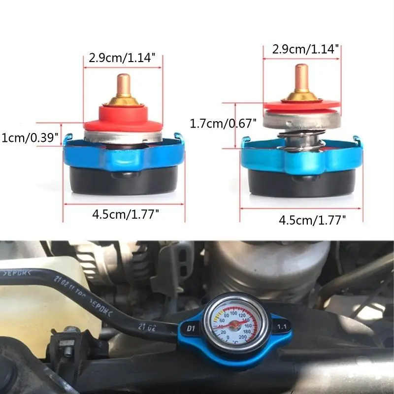 R53D High Pressure Radiator with Temperature Gauge 0.9 Bar/ 1.1 Bar/1.3 Bar Universal Radiator for Car Motorcycle