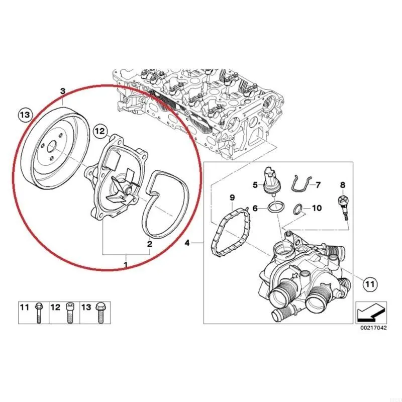 R53D for Mini R55 R56 R57 R59 R60 R61 Engine Water Pully Automotive Repair Accessories Parts Replace 11517571012