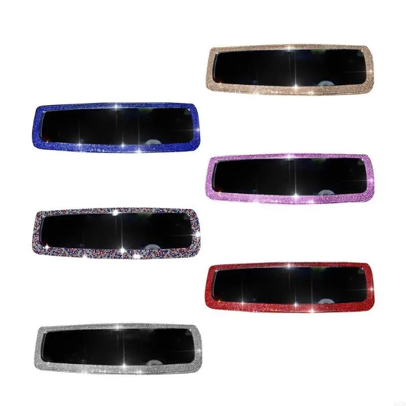 R53D Blingbling Car Interior Accessories Car Inter Rearview Mirror for Rhinestone Cover Clip Crystal Decor Wide-angle Le