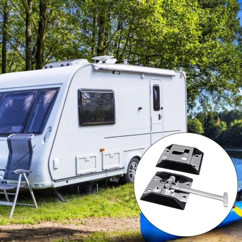 R53D Entry Door Catch T-Style Holder for Camper Trailer Cargo Motorhome Metal Entry Door Air Hook Truck Accessories