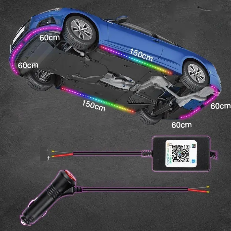 R53D RGB LED Strip Under Car Tube Underglow Underbody System Lights RGB Lamp Automotive Accent Light