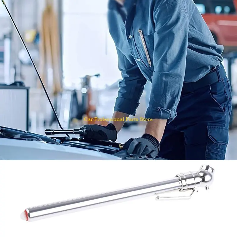 R53D Heavy Duty Dual for Head Truck Pencil Tire Gauge, Tire Pressure Gauge, Air Truck for w/Clip Stainless Steel