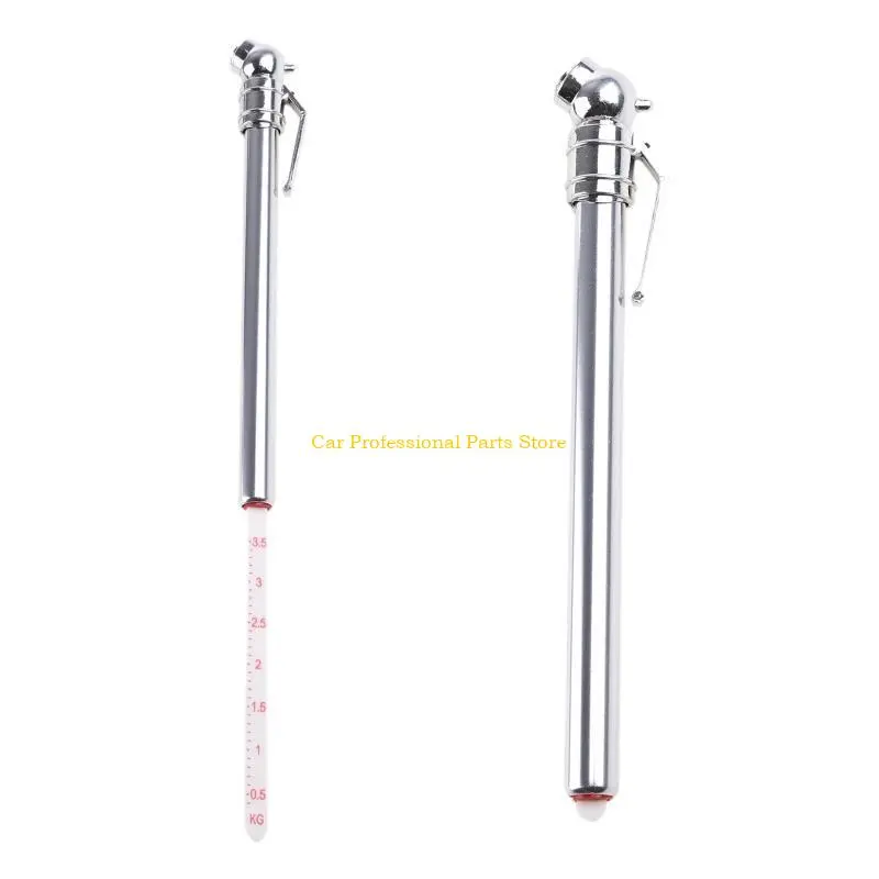R53D Heavy Duty Dual for Head Truck Pencil Tire Gauge, Tire Pressure Gauge, Air Truck for w/Clip Stainless Steel