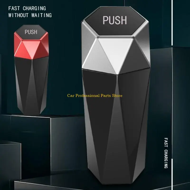 R53D Tiny Container for Auto Interior Accessories Stylish Dustbin Diamond Design Mini Garbage Bin Portable Vehicle Garbage