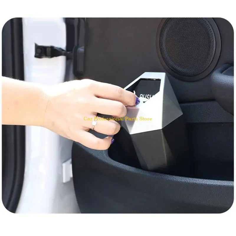 R53D Tiny Container for Auto Interior Accessories Stylish Dustbin Diamond Design Mini Garbage Bin Portable Vehicle Garbage