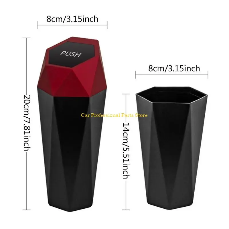 R53D Tiny Container for Auto Interior Accessories Stylish Dustbin Diamond Design Mini Garbage Bin Portable Vehicle Garbage