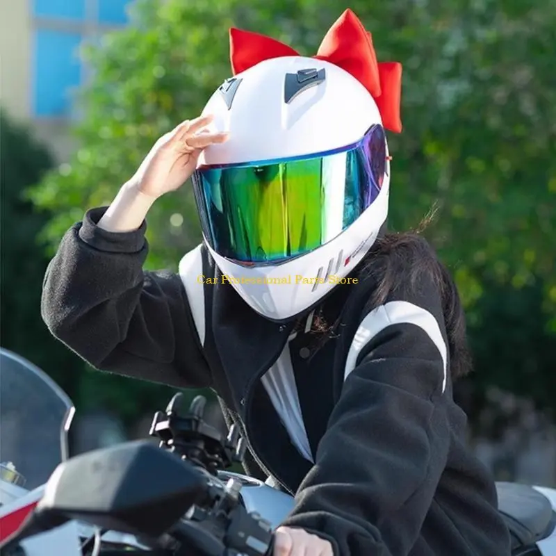 R53D Motorcycle Helmets Bowknot Decoration Adhesive Large Bowknot Ornament Motorbike Helmets Decor Fashion Helmets Patches