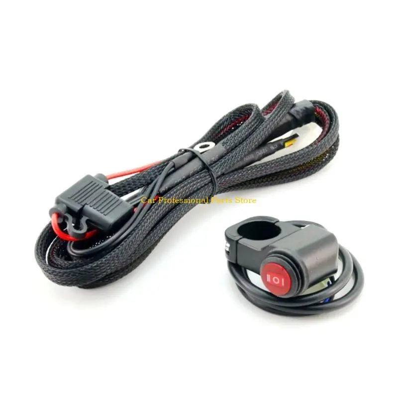 R53D LED Light Bar Wiring Harness Cable High/Low Beam Motorcycles Auxiliary Lights
