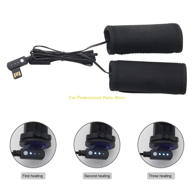 R53D Universal Motorcycle Handlebar Heated Pad 5V USB Winter Heating Grip 3 Gear