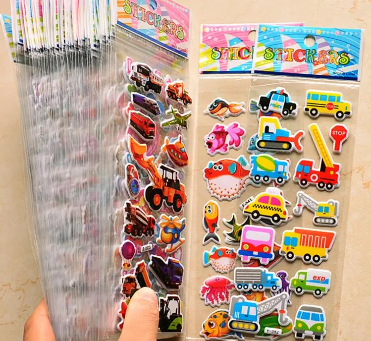 40 Sheets Cartoon Cars Aircraft Animals Princess DIY Stickers Toys PVC Scrapbook for Children Diary Notebook Decoration Gifts