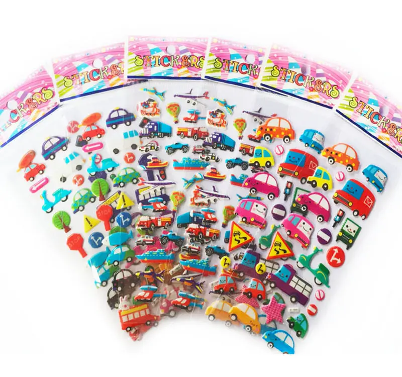 40 Sheets Cartoon Cars Aircraft Animals Princess DIY Stickers Toys PVC Scrapbook for Children Diary Notebook Decoration Gifts