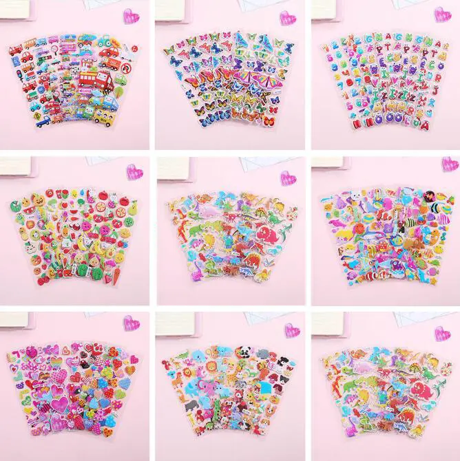 40 Sheets Cartoon Cars Aircraft Animals Princess DIY Stickers Toys PVC Scrapbook for Children Diary Notebook Decoration Gifts