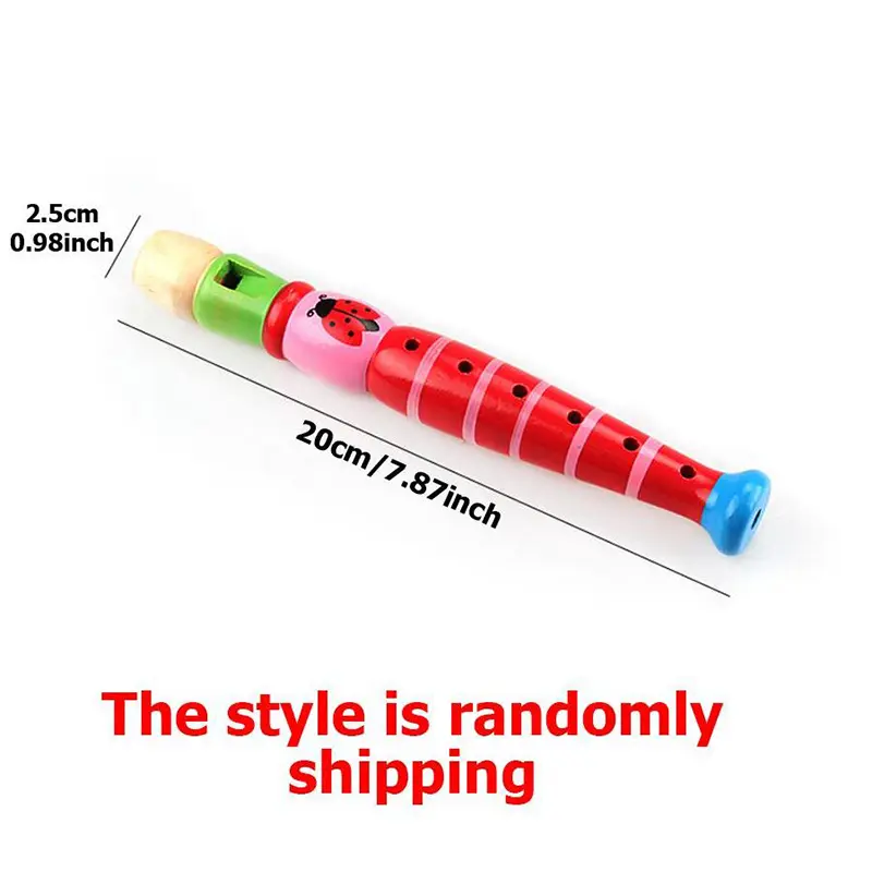 1Pc Wooden Cartoon Flute Children Clarinet 6-Hole Piccolo Baby  Toys Musical Instrument Toys Early Education Enlightenment TMZ