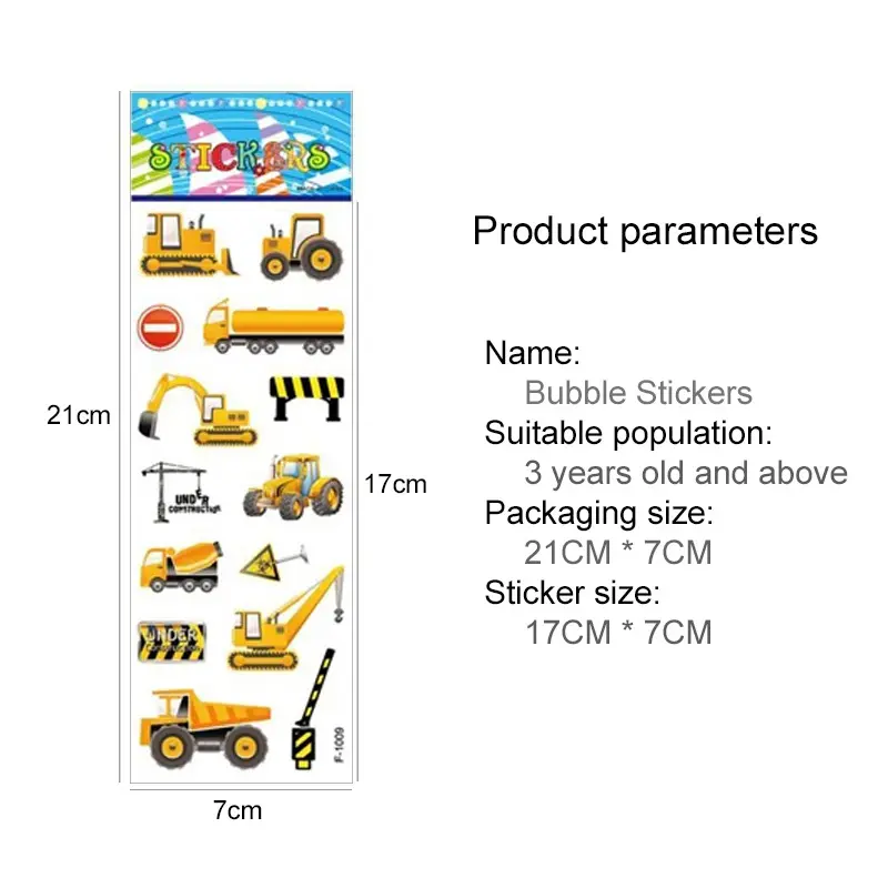 25/40/50/100pcs 3D Bubble Stickers Toys Children Sticker Plastic Cartoon Cute Birthday Gifts for Boys Girls Multiple Styles TMZ
