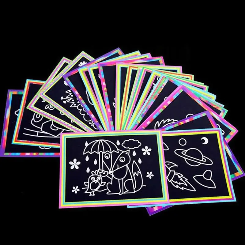Children Scratch Painting DIY Painting Set Drawing Toys Creative Colorful Cartoon Cute Student Stationery Award Gift TMZ