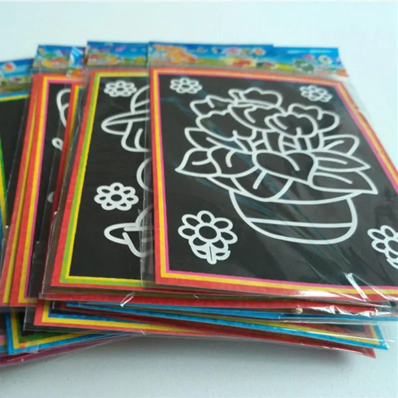 Children Scratch Painting DIY Painting Set Drawing Toys Creative Colorful Cartoon Cute Student Stationery Award Gift TMZ