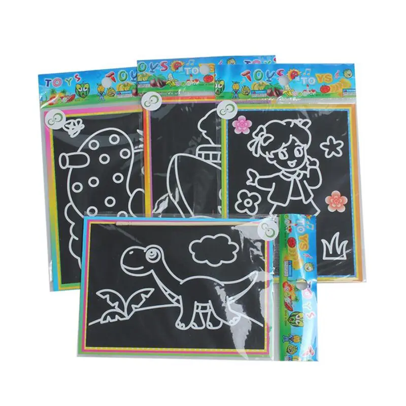 Children Scratch Painting DIY Painting Set Drawing Toys Creative Colorful Cartoon Cute Student Stationery Award Gift TMZ