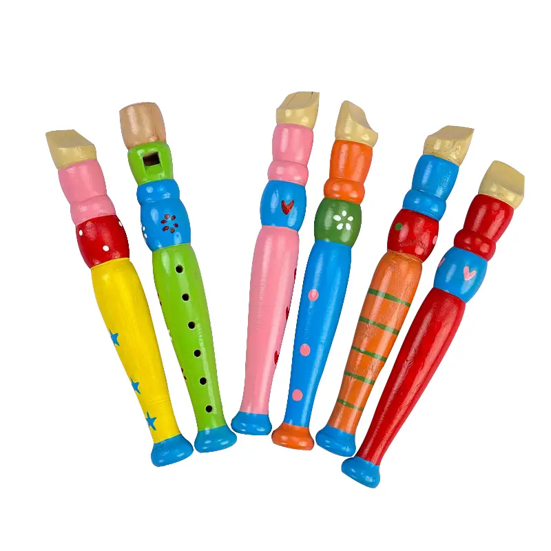 Colorful Wooden Flute Music Instrument Trumpet Buglet Hooter Kids Educational Musical Toys for Children