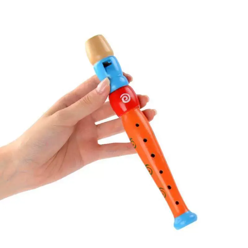 Colorful Wooden Flute Music Instrument Trumpet Buglet Hooter Kids Educational Musical Toys for Children