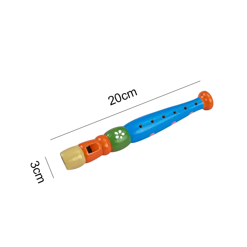 Colorful Wooden Flute Music Instrument Trumpet Buglet Hooter Kids Educational Musical Toys for Children