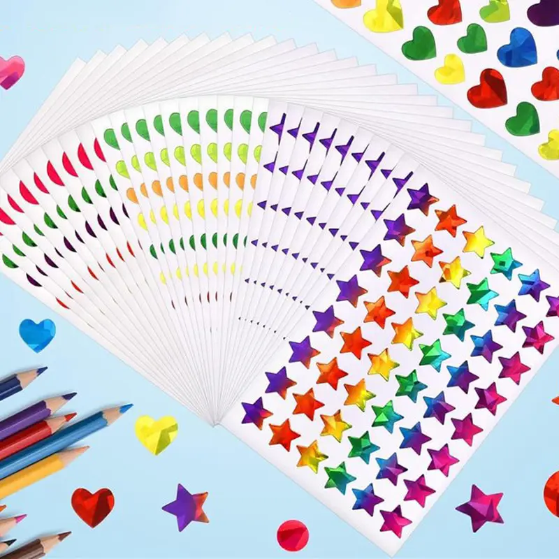 10/20/50 Sheets Scrapbook Stickers Color/Laser Star Heart Dot Handicraft DIY Diary Album Rainbow Decoration Accessories TMZ