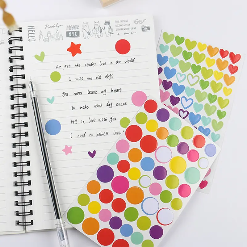 10/20/50 Sheets Scrapbook Stickers Color/Laser Star Heart Dot Handicraft DIY Diary Album Rainbow Decoration Accessories TMZ