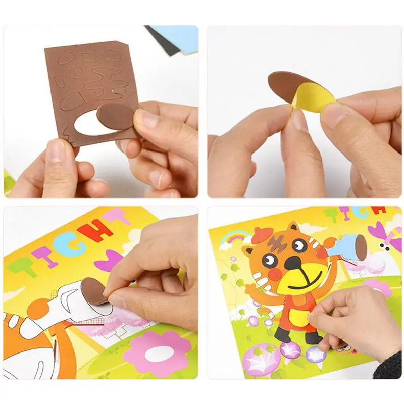 10/5Pcs 3D EVA Foam Sticker Puzzle Game DIY Cartoon Animal Learning Education Toys For Children Kids Multi-patterns Styles GYH