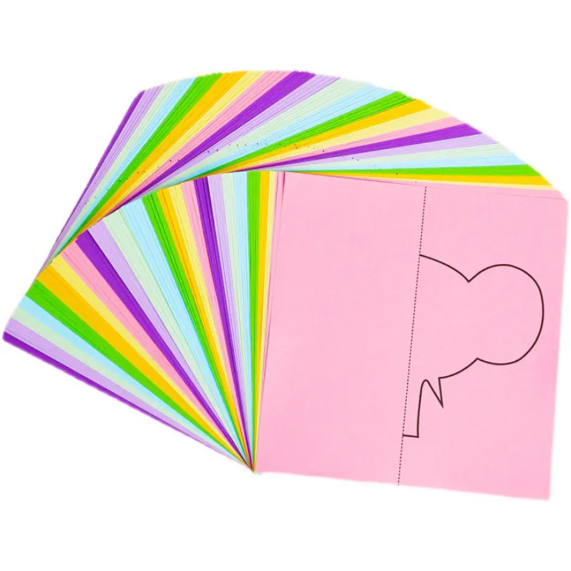 Children Paper Cuttings Suit with Scissors Fun Handmade Materials DIY Toys Early Childhood Education Aids Kid Colored Paper TMZ