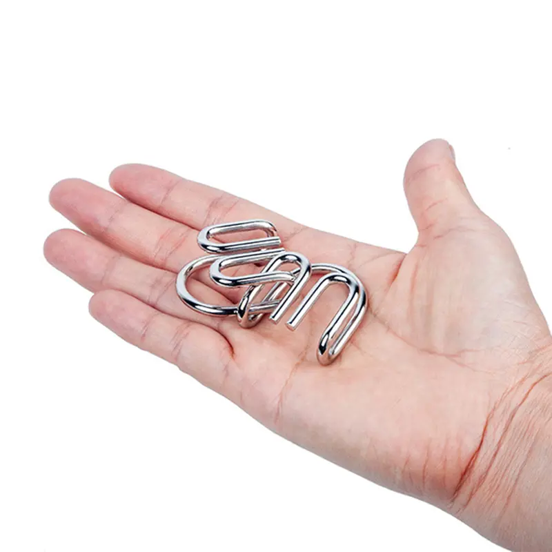 8pcs Children Puzzle Toy Intelligence Buckle Metal Brain Training Parent-child Interactive Games Unravel loop Release TMZ