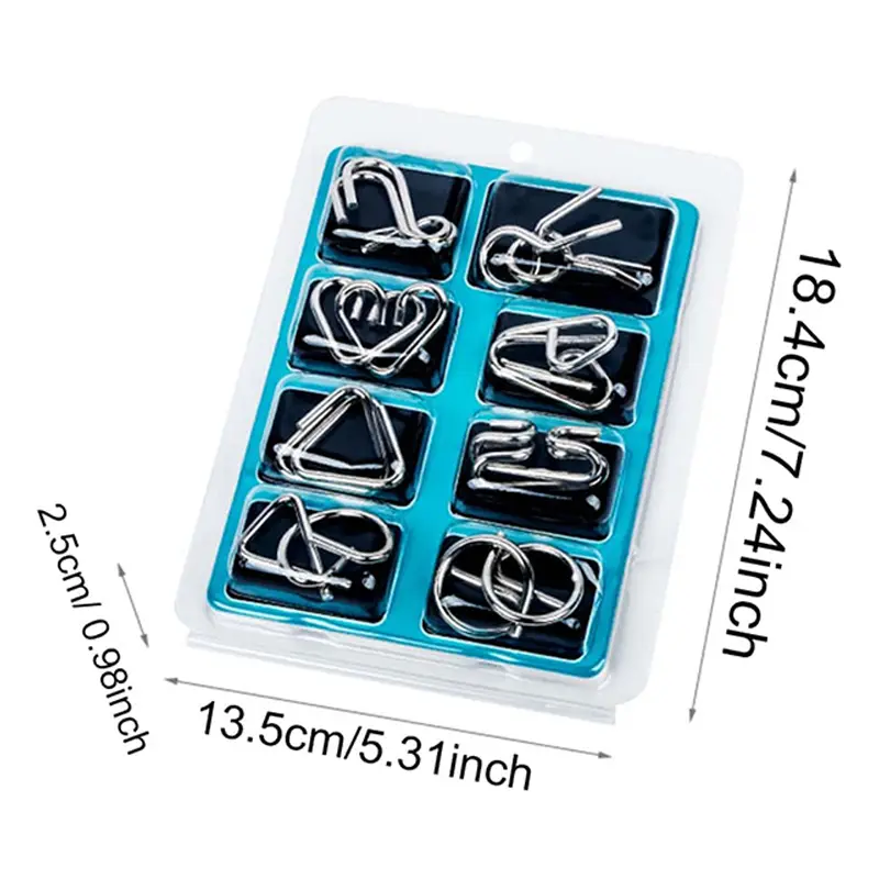 8pcs Children Puzzle Toy Intelligence Buckle Metal Brain Training Parent-child Interactive Games Unravel loop Release TMZ