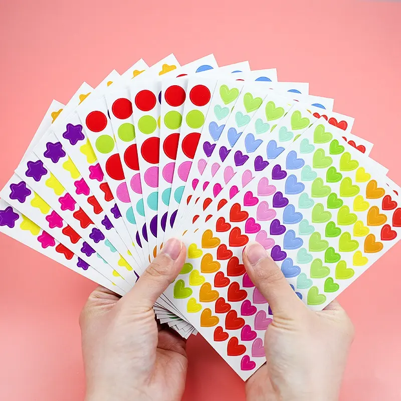 Colorful Scrapbook Stickers 20 Sheets Dot Heart Letter Nember Star Self-adhesive Cute Reward Stickers Fun Gift for Boy Girl ZYF