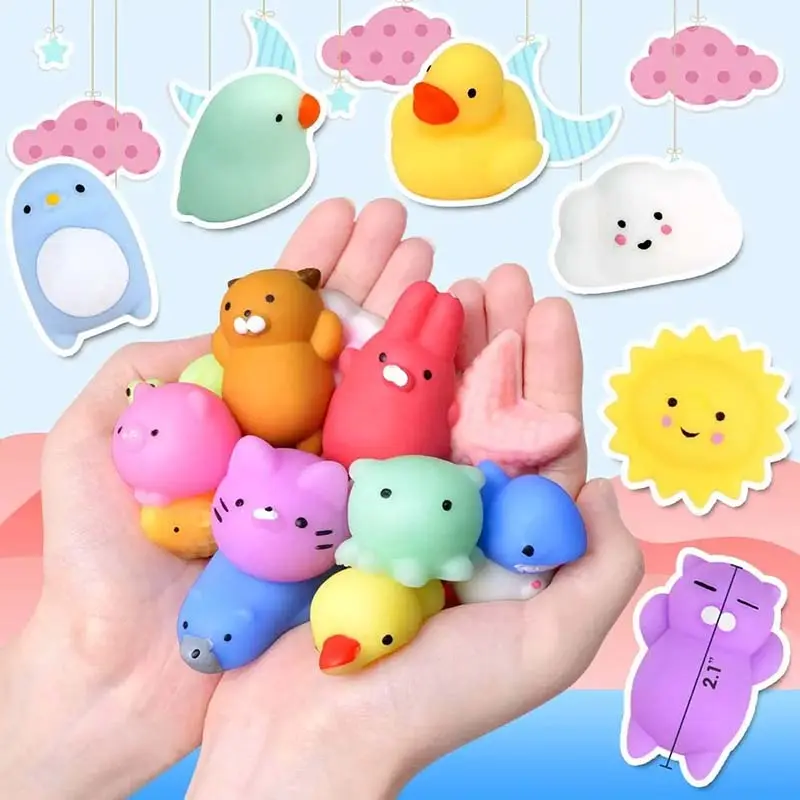 10pcs Soft Elastic Stress Relieving Toys Mini Animals Cute Cartoon TPR Kids Party Favors Children Halloween Birthday Gifts TMZ