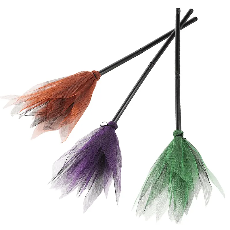 Magic Wand Wizard Stick Black Halloween Hat Witch Broom Costume Party Masquerade Cosplay Accessories Surprise Halloween Gift ZYF